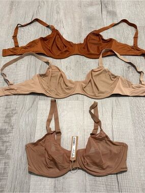 NEW SKIMS Trio of Underwire Bras in Rust, Nude, and Brown
